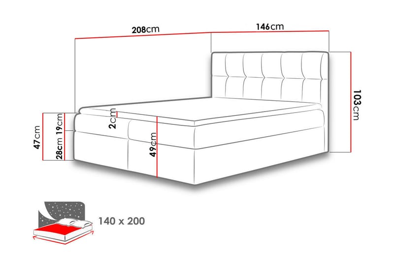 Neitisuanto Sängpaket Kontinentalsäng 140x200 cm - Beige - Möbler - Sovrum - Sängar - Komplett Sängpaket