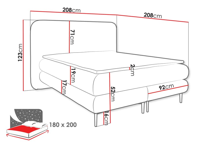 Neylinus Sängpaket Kontinentalsäng 180x200 cm - grå - Möbler - Sovrum - Sängar - Komplett Sängpaket