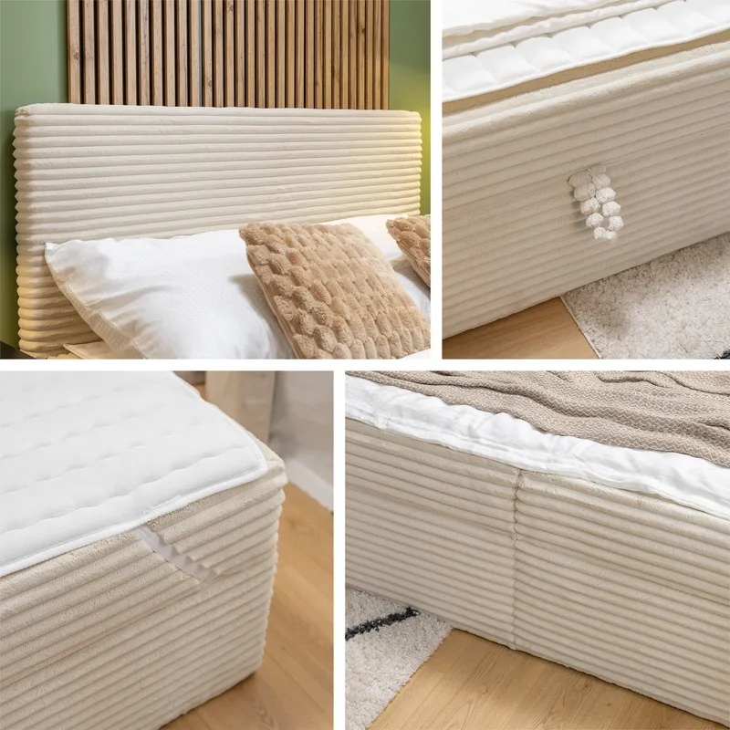 Neyrin Sängpaket Kontinentalsäng 140x200 cm med Förvaring - Ljusgrå - Möbler - Sovrum - Sängar - Kontinentalsängar