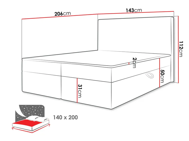 Neyrin Sängpaket Kontinentalsäng 140x200 cm med Förvaring - Ljusgrå - Möbler - Sovrum - Sängar - Kontinentalsängar