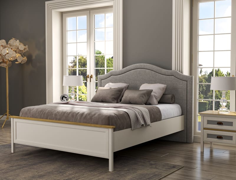 Nimora Dubbelsängram 180x200 cm - Crème, ek, grå - Möbler - Sovrum - Sängar - Sängar med förvaring