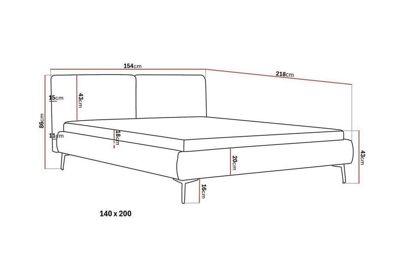 Nordic Komplett Sängpaket 140x200 cm med sänggavel - Mörkgrå - Möbler - Sovrum - Sängar - Komplett Sängpaket