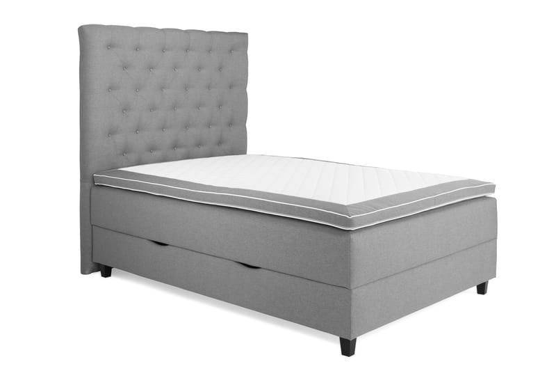 OAKHAM Komplett Sängpaket Säng med Förvaring 140x200 Ljusgrå - Royal King Size Sänggavel 140x200 - Komplett Sängpaket - Kontinentalsängar