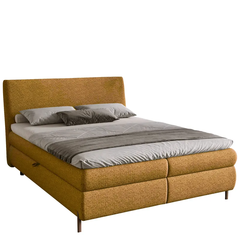 Orvalen Sängpaket Kontinentalsäng 160x200 cm med Lyftförvaring, senapsgul