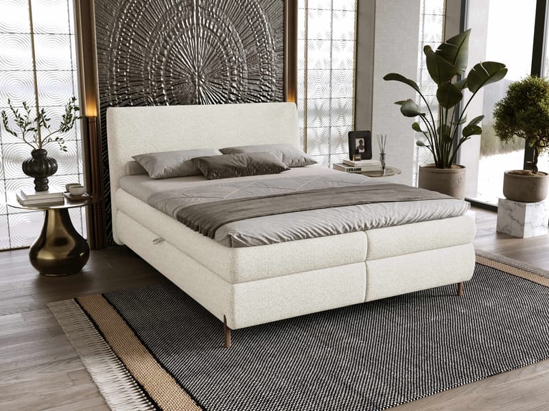 Orvalen Sängpaket Kontinentalsäng 180x200 cm med Lyftförvaring - benvit - Möbler - Sovrum - Sängar - Komplett Sängpaket