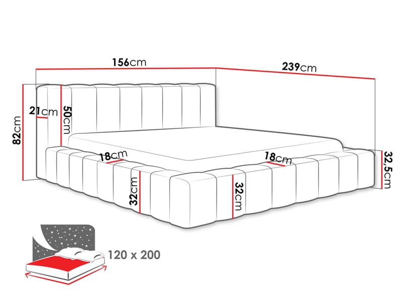 Orvinel Sängram 120x200 cm med Förvaring - Vit - Möbler - Sovrum - Sängar - Sängar med förvaring