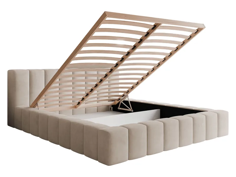 Orvinel Sängram 160x200 cm med Förvaring - Beige - Möbler - Sovrum - Sängar - Sängar med förvaring