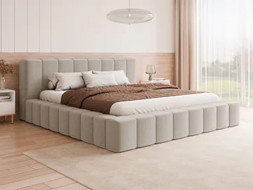 Orvinel Sängram 200x200 cm med Förvaring - Beige - Möbler - Sovrum - Sängar - Sängar med förvaring