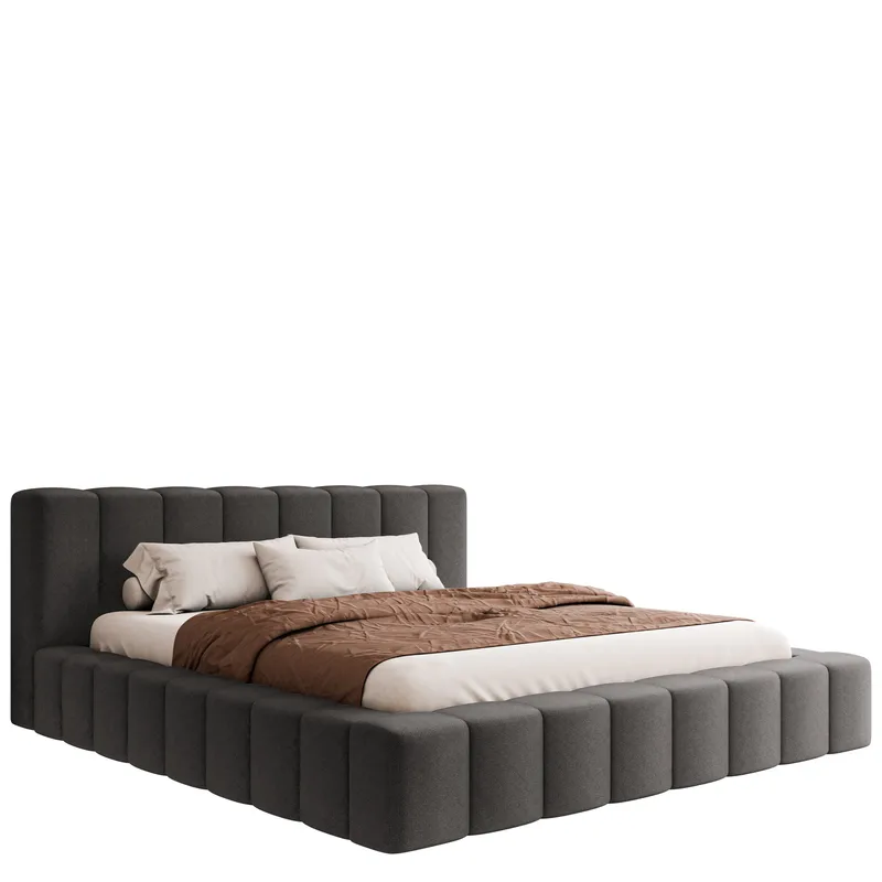 Orvinel Sängram 200x200 cm med Förvaring, Grå