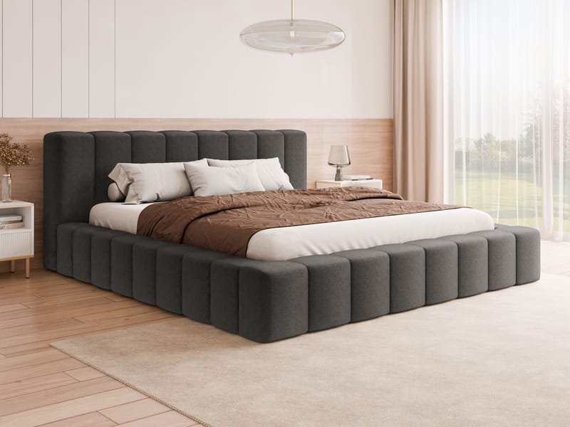 Orvinel Sängram 200x200 cm med Förvaring - Grå - Möbler - Sovrum - Sängar - Sängar med förvaring