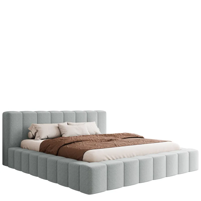 Orvinel Sängram 200x200 cm med Förvaring, Ljusgrå