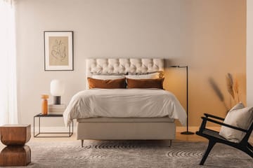 Oslo Lyx Sängpaket Boucle 120x200 Djuphäftad gavel - Ljusbeige - Möbler - Sovrum - Sängar - Kontinentalsängar