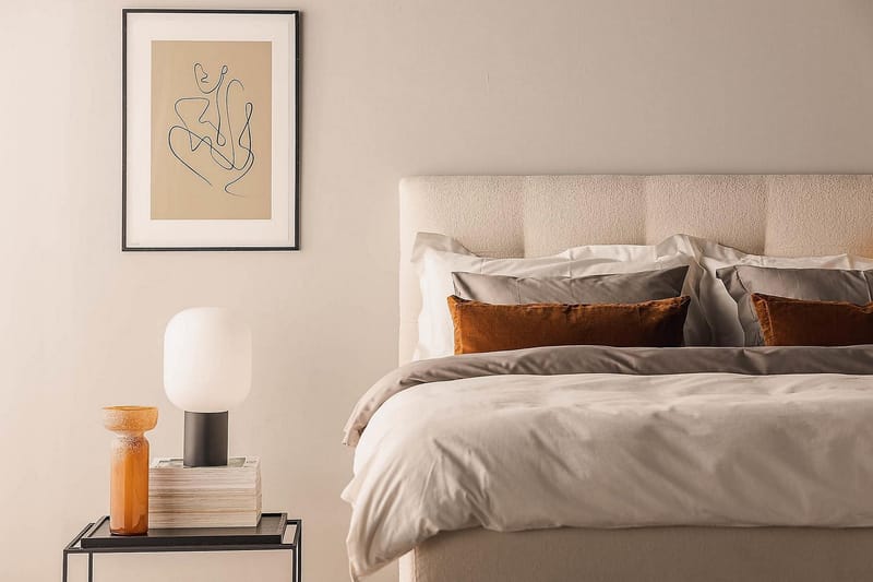 Oslo Lyx Sängpaket Boucle 180x200 Knappad gavel - Beige - Möbler - Sovrum - Sängar - Kontinentalsängar