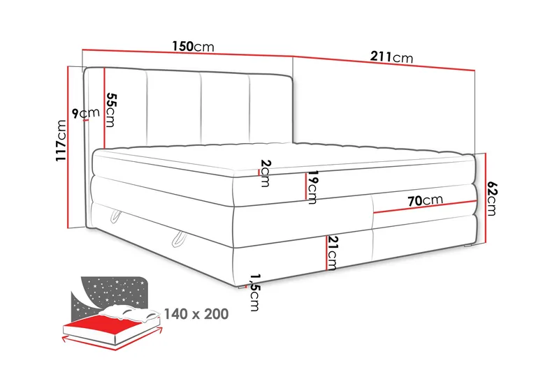 Pinta Förvaringssäng 140x200 cm - Brun - Möbler - Sovrum - Sängar - Komplett Sängpaket