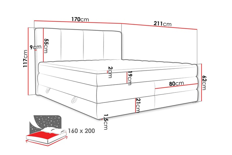 Pinta Förvaringssäng 160x200 cm - Svart/Vit - Möbler - Sovrum - Sängar - Dubbelsängar