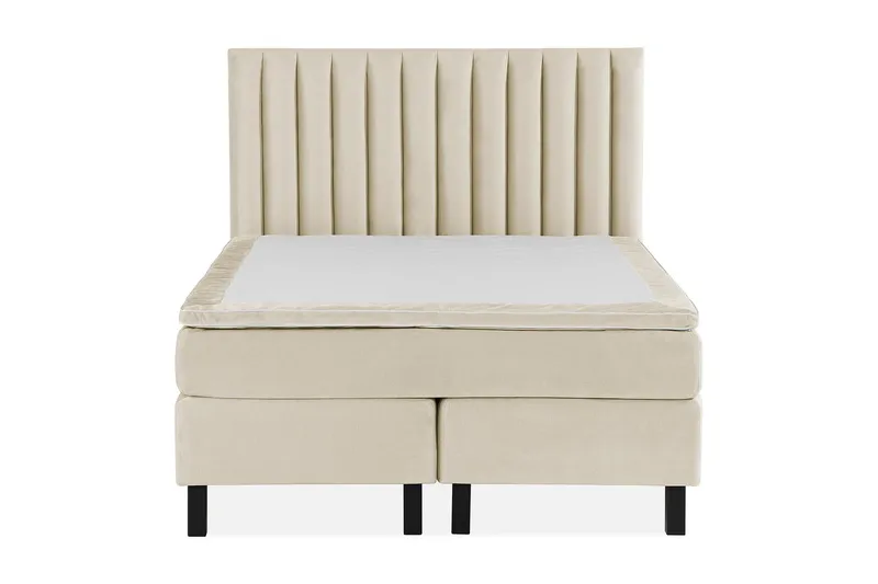 Princess Komplett Sängpaket – Kontinentalsäng 120x200 cm i Tyg med Sänggavel + Bäddmadrass med Fasthetsgrad Medium, Beige