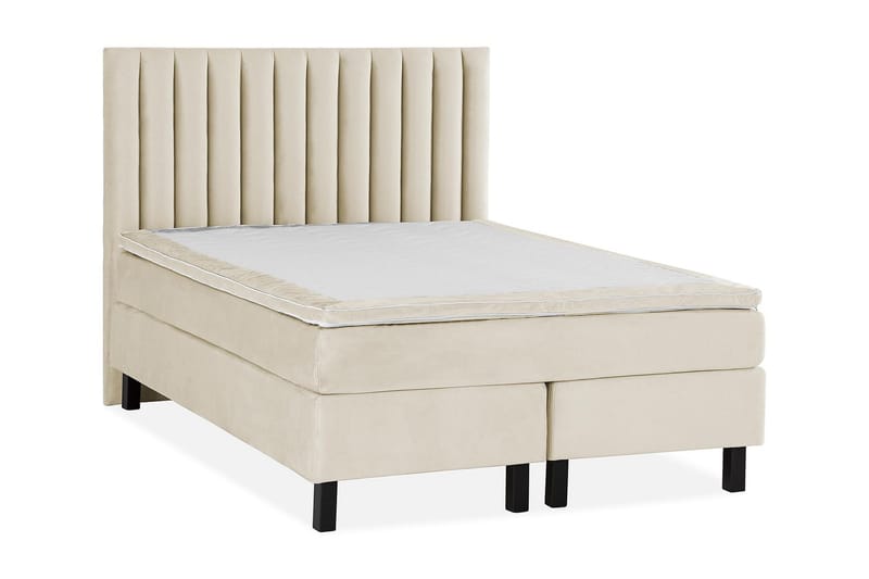Princess Komplett Sängpaket – Kontinentalsäng 120x200 cm i Tyg med Sänggavel + Bäddmadrass med Fasthetsgrad Medium - Beige - Möbler - Sovrum - Sängar - Komplett Sängpaket