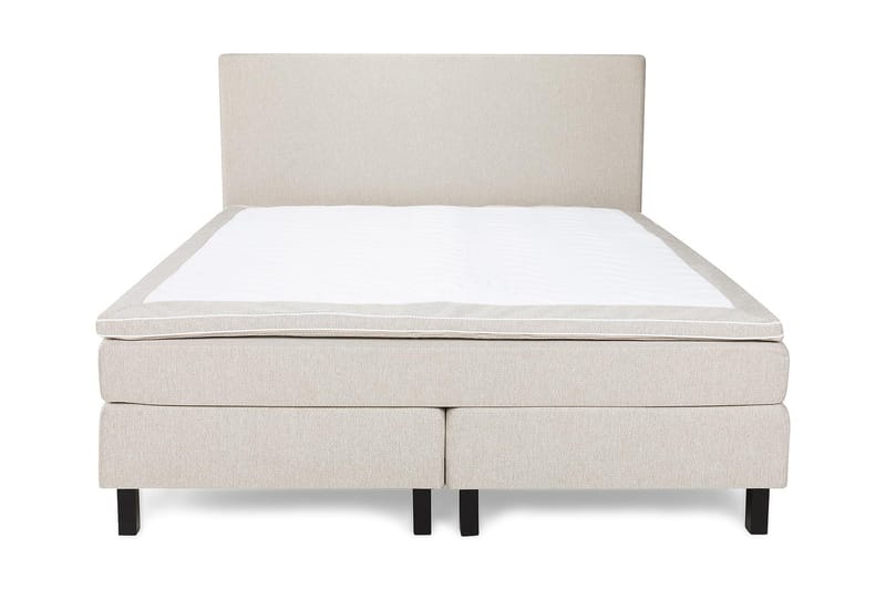 Princess Komplett Sängpaket – Kontinentalsäng 160x200 cm i Tyg med Sänggavel + Bäddmadrass med Fasthetsgrad Medium, Ljusbeige