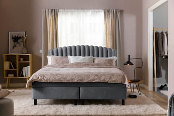 Princess Komplett Sängpaket – Kontinentalsäng 160x200 cm i Tyg med Sänggavel + Bäddmadrass med Fasthetsgrad Medium - Mörkgrå - Möbler - Sovrum - Sängar - Komplett Sängpaket