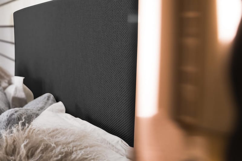 Princess Komplett Sängpaket – Kontinentalsäng 160x200 cm i Tyg med Sänggavel + Bäddmadrass med Fasthetsgrad Medium - Mörkgrå - Möbler - Sovrum - Sängar - Kontinentalsängar
