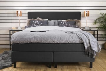 Princess Komplett Sängpaket – Kontinentalsäng 160x200 cm i Tyg med Sänggavel + Bäddmadrass med Fasthetsgrad Medium - Mörkgrå - Möbler - Sovrum - Sängar - Kontinentalsängar