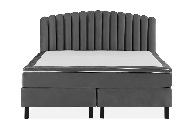 Princess Komplett Sängpaket – Kontinentalsäng 160x200 cm i Tyg med Sänggavel + Bäddmadrass med Fasthetsgrad Medium - Mörkgrå - Möbler - Sovrum - Sängar - Komplett Sängpaket