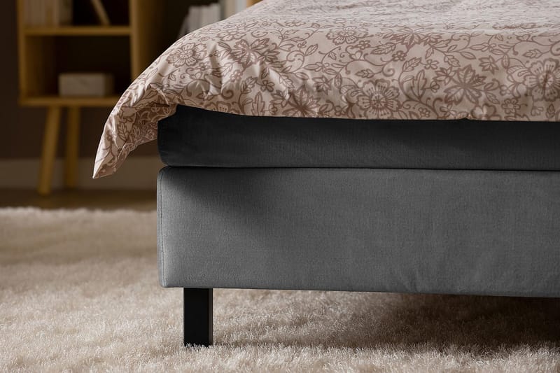 Princess Komplett Sängpaket – Kontinentalsäng 160x200 cm i Tyg med Sänggavel + Bäddmadrass med Fasthetsgrad Medium - Mörkgrå - Möbler - Sovrum - Sängar - Komplett Sängpaket