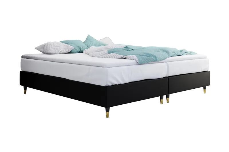 Adeliza Ramsäng 140x200 cm, Konstläder/Svart/Trä/Metall