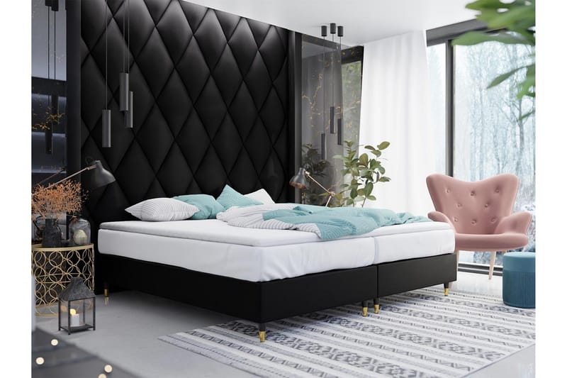 Adeliza Ramsäng 140x200 cm - Konstläder/Svart/Trä/Metall - Möbler - Sovrum - Sängar - Ramsäng