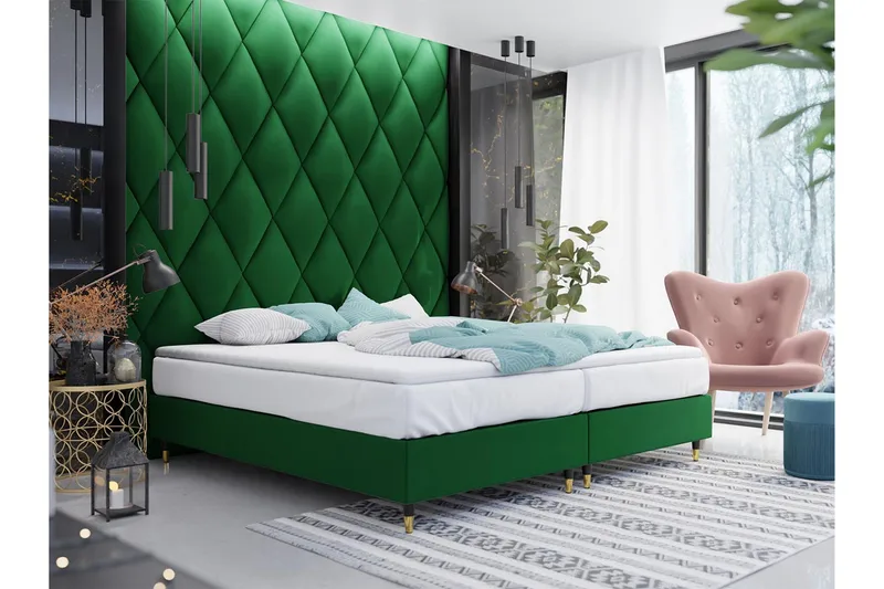 Adeliza Ramsäng 140x200 cm - Sammet/Mörkgrön/Trä/Metall - Möbler - Sovrum - Sängar - Ramsäng