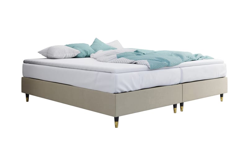 Adeliza Ramsäng 160x200 cm, Sammet/Beige/Trä/Metall