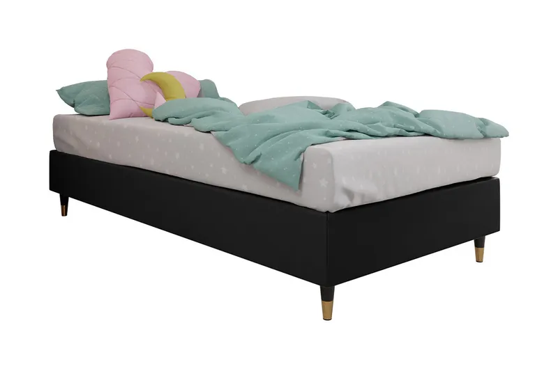 Adeliza Ramsäng 80x200 cm, Konstläder/Svart/Trä/Metall