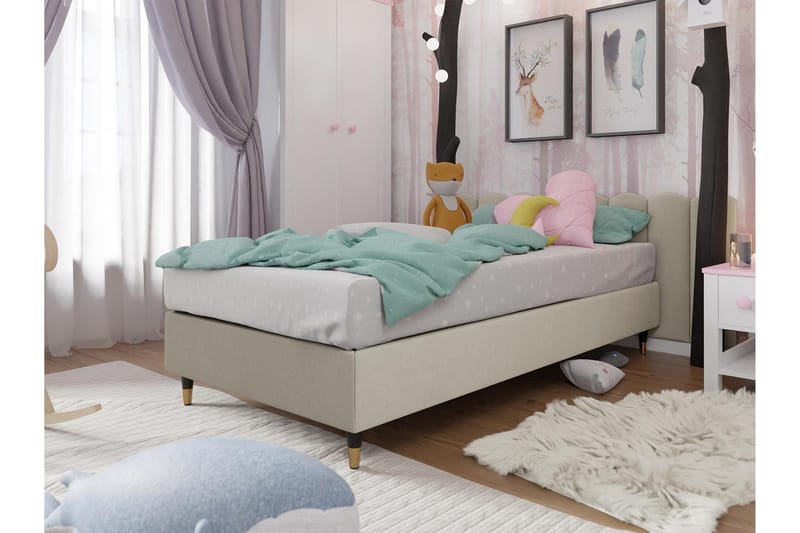 Adeliza Ramsäng 90x200 cm - Sammet/Beige/Trä/Metall - Möbler - Sovrum - Sängar - Ramsäng