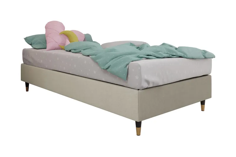 Adeliza Ramsäng 90x200 cm, Sammet/Beige/Trä/Metall