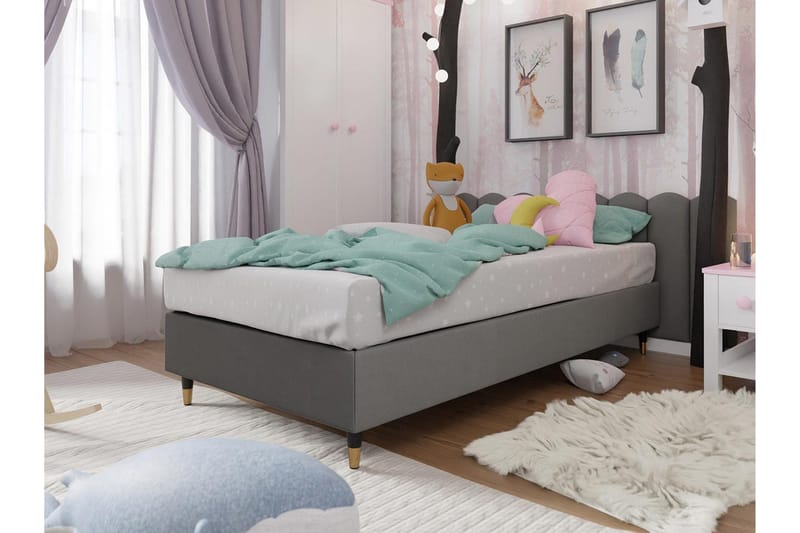 Adeliza Ramsäng 90x200 cm - Sammet/Grå/Trä/Metall - Möbler - Sovrum - Sängar - Ramsäng