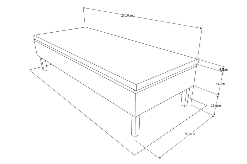 BASIC Ramsäng 80x200 cm Grå/Valnöt - Enkelsängar - Ramsäng