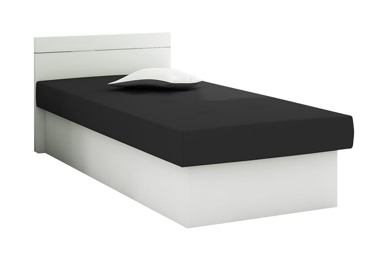 Berta Komplett Sängpaket 80x190 cm i Tyg med Sänggavel + Bäddmadrass, Svart