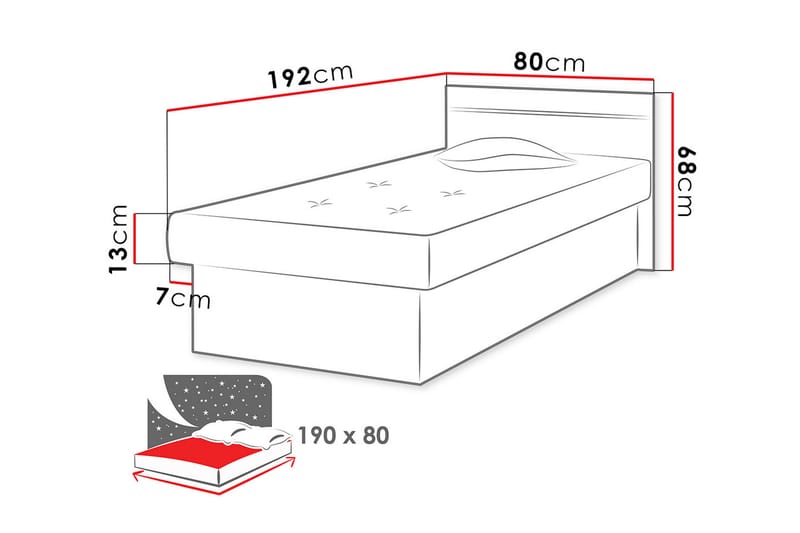 BERTA Ramsäng 192x80x68 cm - Vit - Möbler - Sovrum - Sängar - Ramsäng