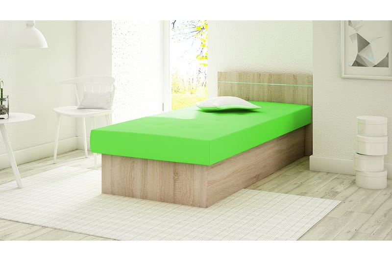 Berta Sängram 80x190 cm i Trä med Tygdetaljer - Ljusgrön - Möbler - Sovrum - Sängram & sängstomme