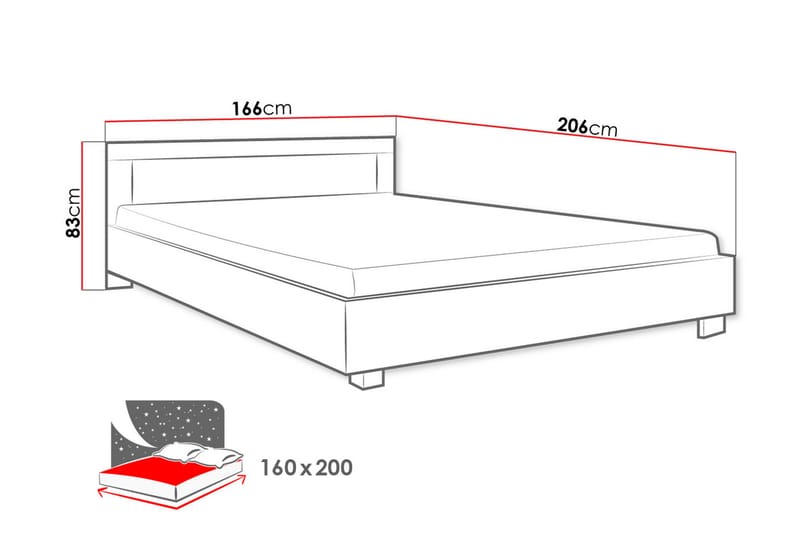 Cezar Säng & madrass 206x146x83 cm - Beige/Vit - Möbler - Sovrum - Sängar - Komplett Sängpaket