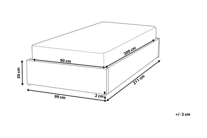 Dinan Dubbelsäng 90  200 cm Beige - Beige - Möbler - Sovrum - Sängram & sängstomme