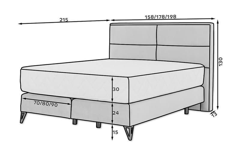 Kasyap Sängpaket Ramsäng 180x200 cm - Blå - Möbler - Sovrum - Sängar - Ramsäng