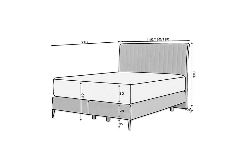 Katsuo Sängpaket Ramsäng 140x200 cm - Blå - Möbler - Sovrum - Sängar - Ramsäng