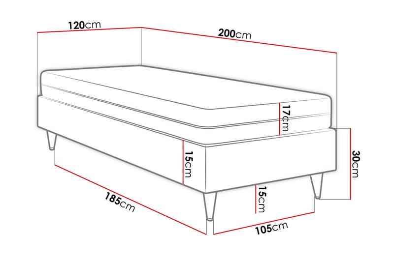 KERANZA Ramsäng 120x200  cm Sammet/Blå/Trä/Metall - Möbler - Sovrum - Sängar - Ramsäng