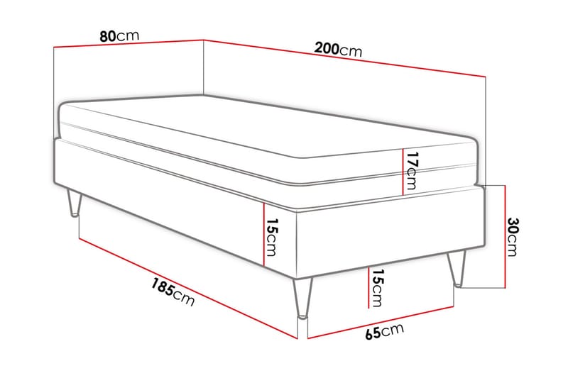 KERANZA Ramsäng 80x200  cm Sammet/Rosa/Trä/Metall - Möbler - Sovrum - Sängar - Ramsäng