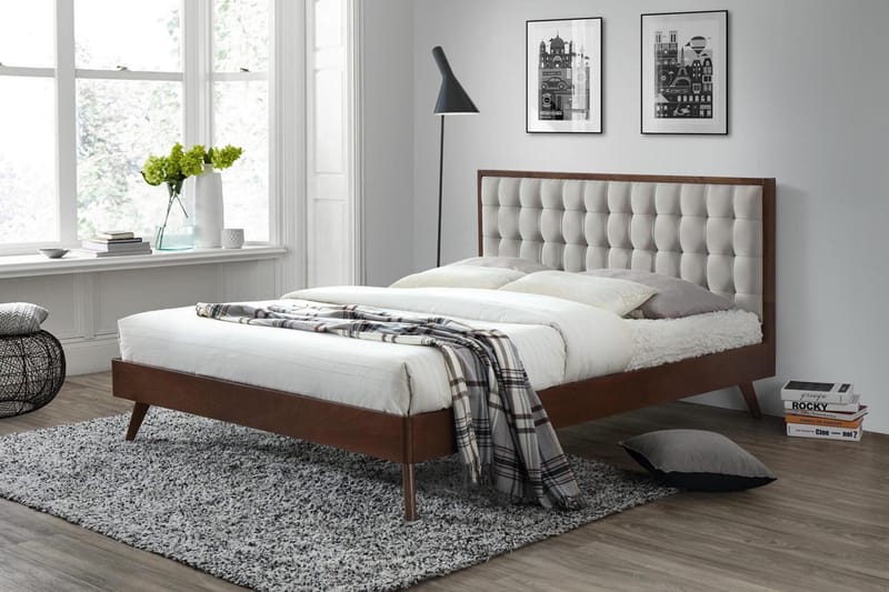 LUPARA Ramsäng 160x200 Beige/Valnöt - Ramsäng - Dubbelsängar