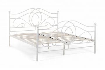 Lyra Dubbelsäng 160x200 cm i Metall med Sänggavel - Vit - Möbler - Sovrum - Sängram & sängstomme