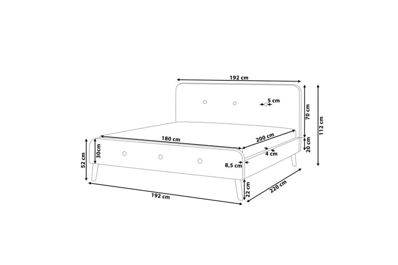 Rennes Dubbelsäng 180|200 cm - Beige - Möbler - Sovrum - Sängram & sängstomme