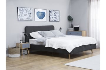 Rennes Sängram 140x200 cm i Linne med Sänggavel - Antracit - Möbler - Sovrum - Sängram & sängstomme