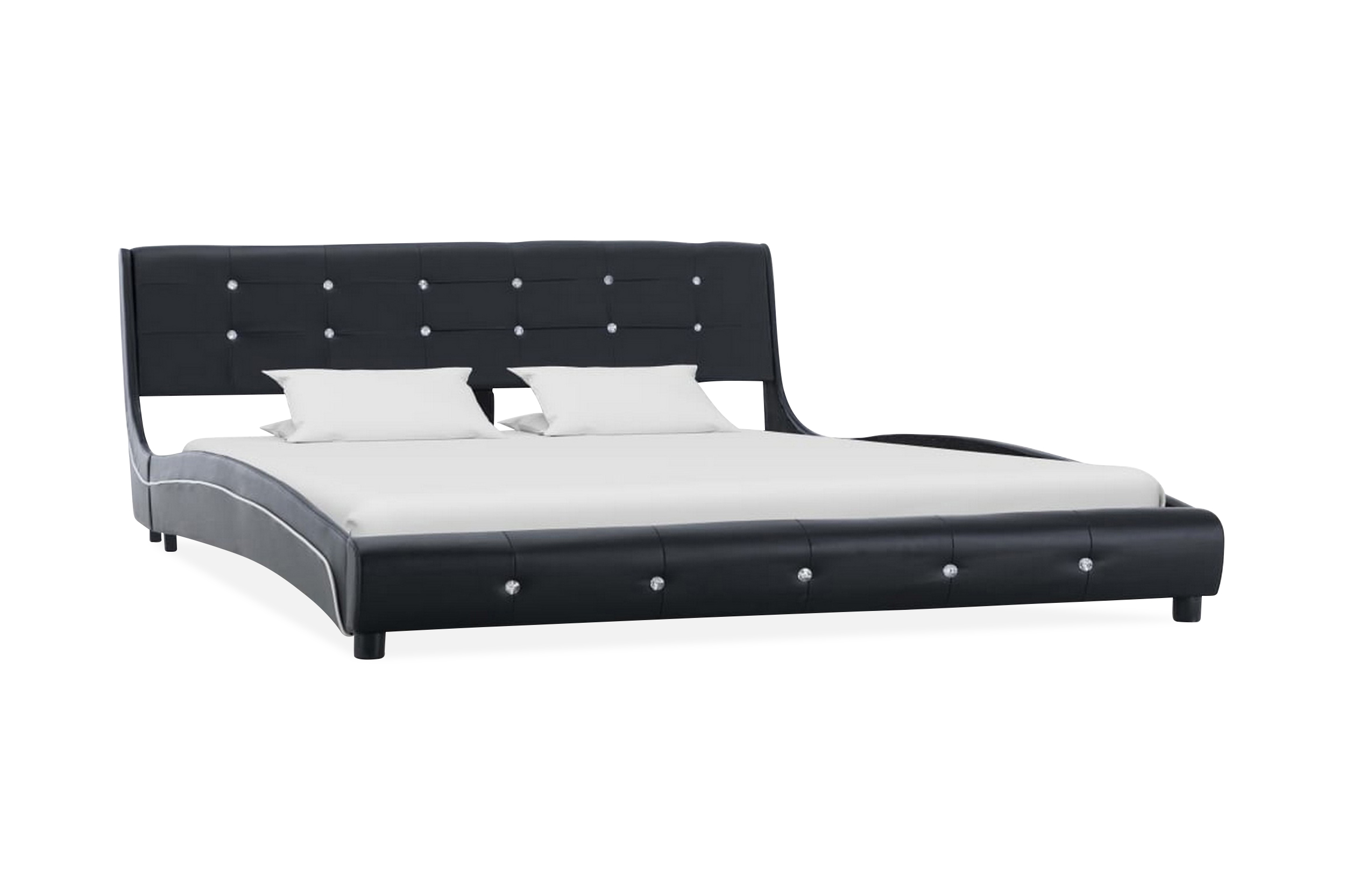 Säng med madrass svart konstläder 160×200 cm – Svart
